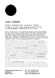 club diskret - Schauspielhaus Zürich