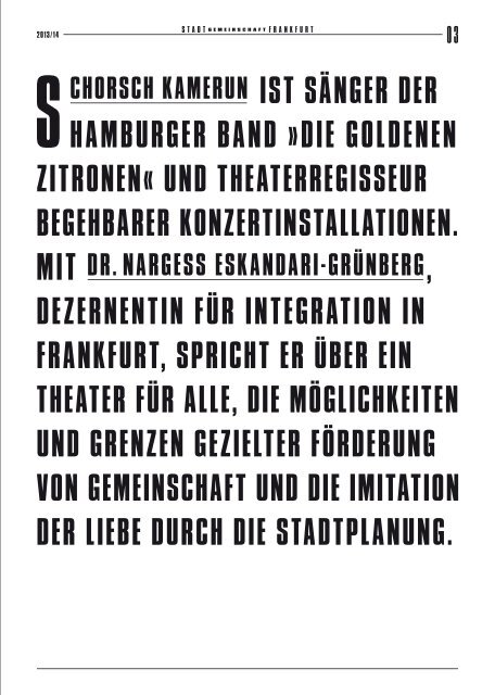 zeitungzur - Schauspiel Frankfurt