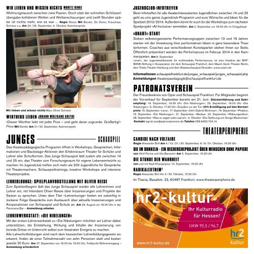 Kammer SCHaU SPiEl HaUS - Schauspiel Frankfurt