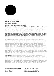 Medienmitteilung DER SCHALTER - Schauspielhaus ZÃƒÂ¼rich