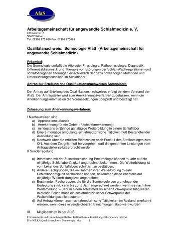Somnologe (AfaS) - Arbeitsgemeinschaft für angewandte ...