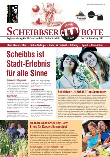 Scheibbs ist Stadt-Erlebnis fÃƒÂ¼r alle Sinne SCHEIBBSER BOTE