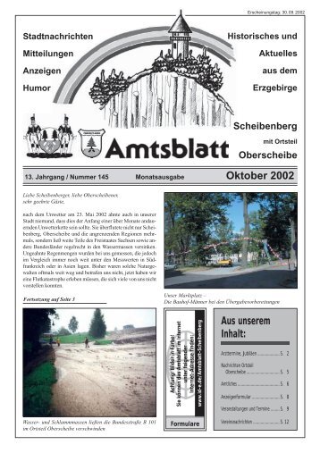 Oktober 2002 Aus unserem Inhalt: - Scheibenberg