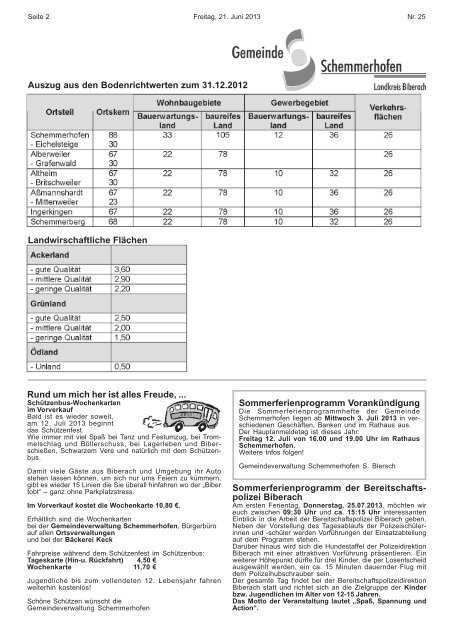 Mitteilungsblatt Nr.25 - Gemeinde Schemmerhofen