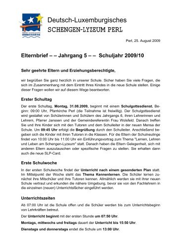 Elternbrief 1 - Deutsch-Luxemburgisches Schengen-Lyzeum Perl