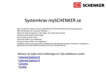 Systemkrav mySCHENKER.se