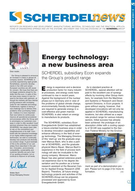 Energy technology: a new business area - Scherdel GmbH