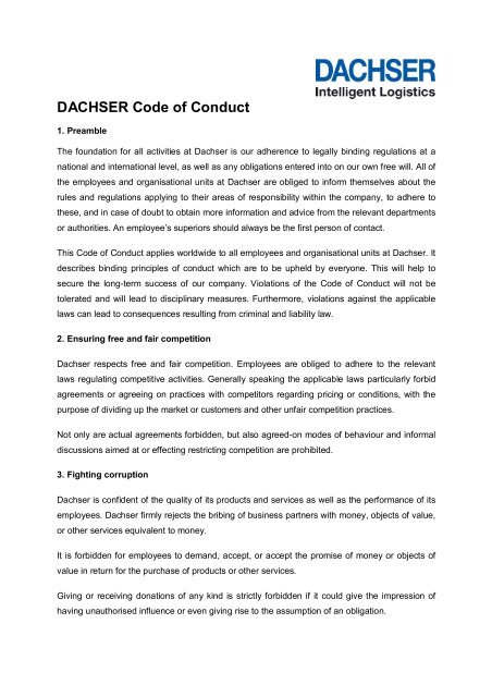 DACHSER Code of Conduct