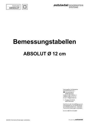 Bemessungstabellen ABSOLUT ÃƒÂ˜ 12