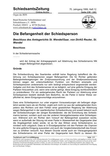 SchiedsamtsZeitung Die Befangenheit der Schiedsperson - Bund ...