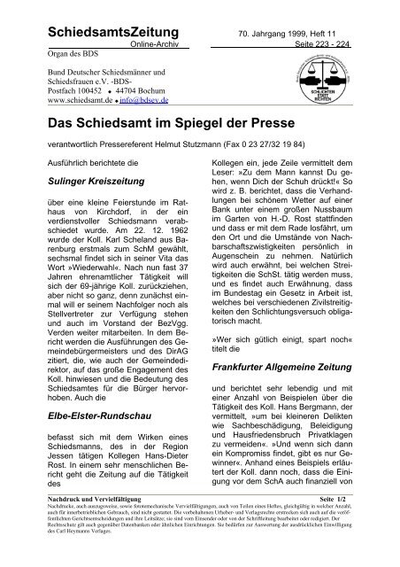 SchiedsamtsZeitung Das Schiedsamt im Spiegel der Presse - Bund ...