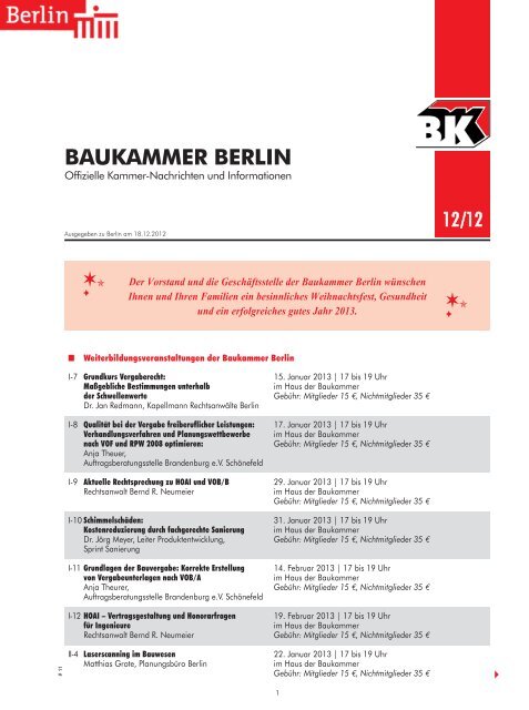 BAUKAMMER BERLIN 1* 1* - Fachverlag Schiele & SchÃƒÂ¶n