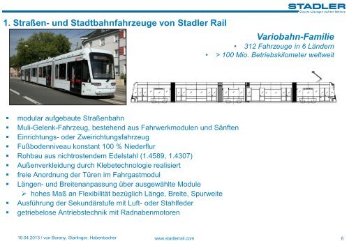 1. StraÃƒÂŸen- und Stadtbahnfahrzeuge von Stadler Rail