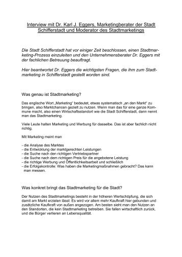 Interview mit Dr. Karl J. Eggers, Marketingberater der ... - Schifferstadt