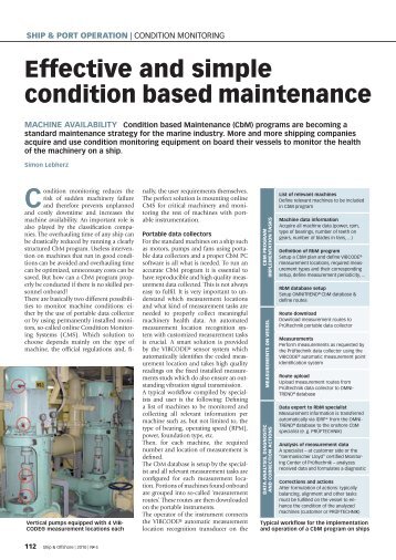 Effective and simple condition based maintenance - Schiff & Hafen