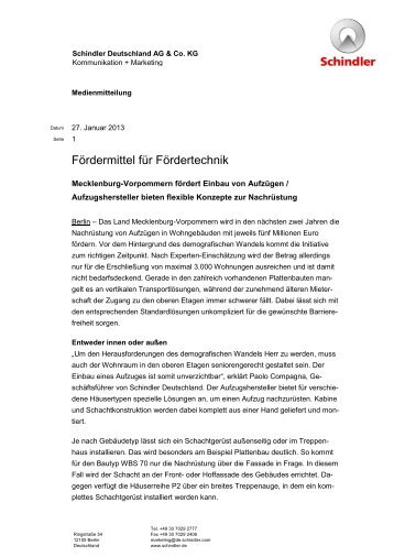 Pressemitteilung als PDF - Schindler