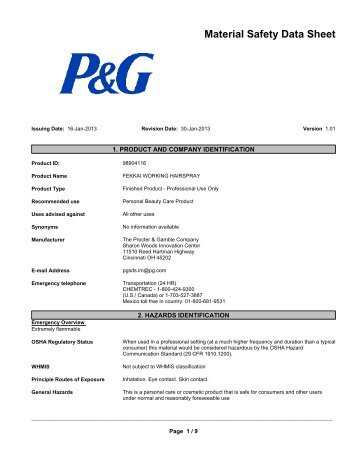 MSDS-English - P&G Product Safety