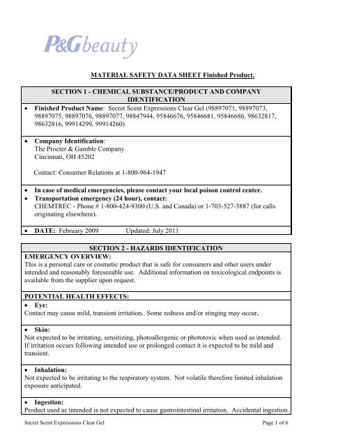 MSDS-English - P&G Product Safety