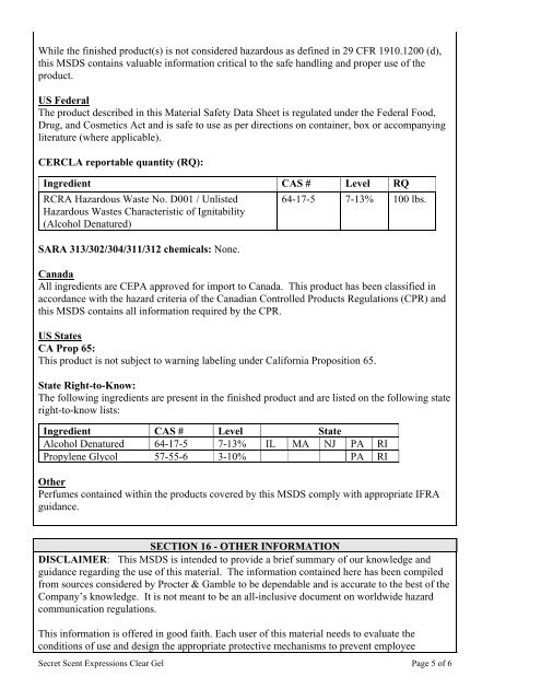 MSDS-English - P&G Product Safety