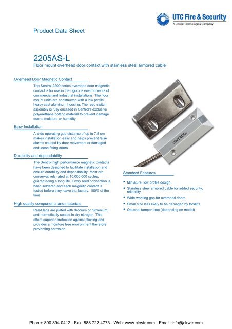 Sentrol 2205as L 2205as Ls1 Floor Mount Overhead Door