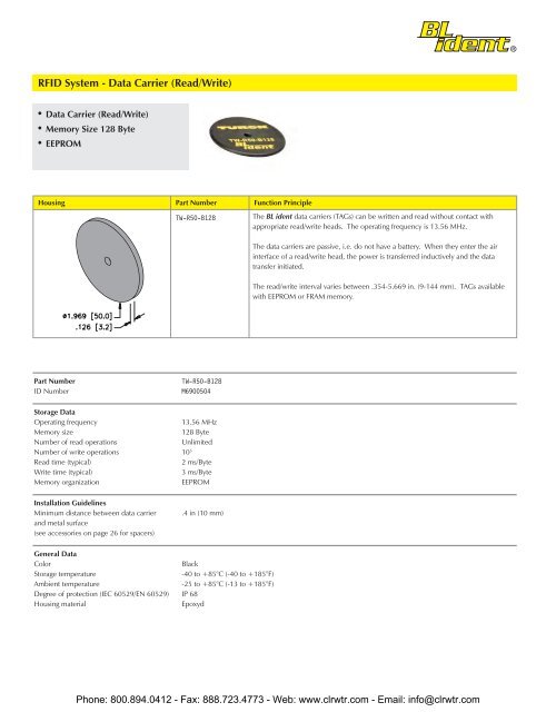 TURCK Modular RFID System Catalog - Clearwater Technologies, Inc.