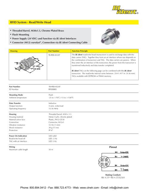 TURCK Modular RFID System Catalog - Clearwater Technologies, Inc.