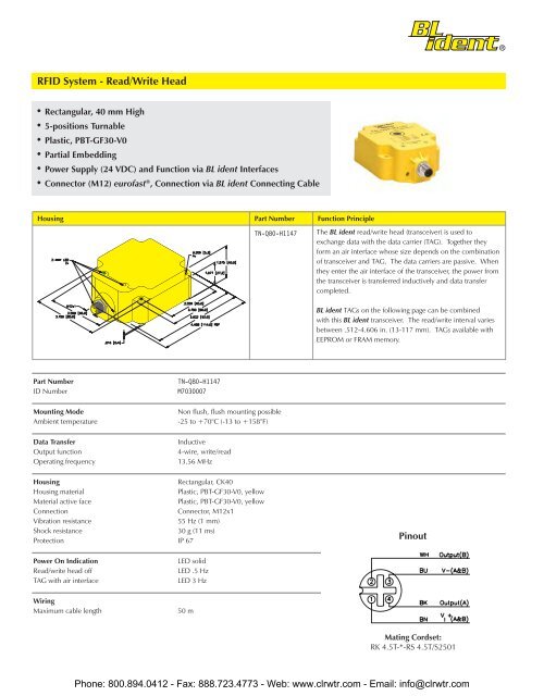 TURCK Modular RFID System Catalog - Clearwater Technologies, Inc.