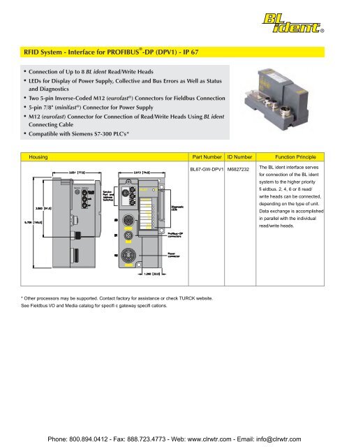 TURCK Modular RFID System Catalog - Clearwater Technologies, Inc.