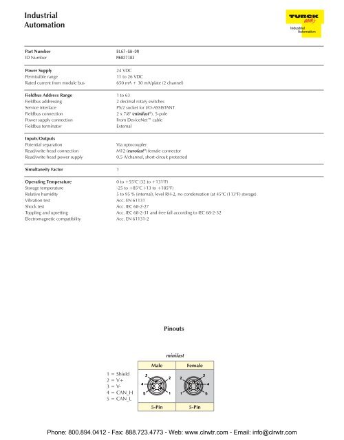 TURCK Modular RFID System Catalog - Clearwater Technologies, Inc.