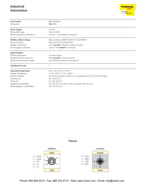 TURCK Modular RFID System Catalog - Clearwater Technologies, Inc.