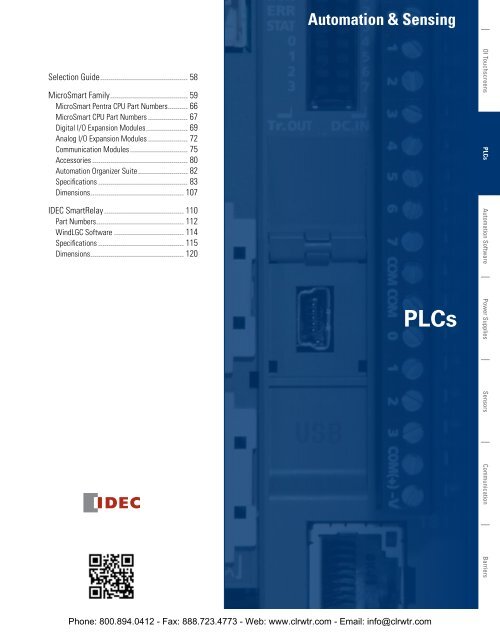 IDEC Programmable Logic Controllers Catalog - Clearwater ...