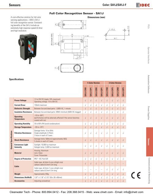 IDEC / Datasensor Sensors - Clearwater Technologies, Inc.