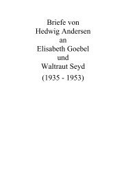 Briefe von Hedwig Andersen an Elisabeth Goebel und Waltraut Seyd