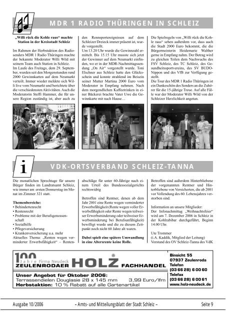 Amts- und Mitteilungsblatt der Stadt Schleiz