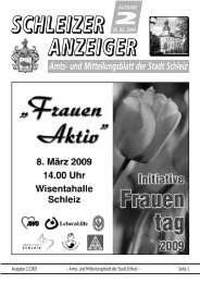 Ausgabe 2/2009 Ã¢Â€Â“ Amts- und Mitteilungsblatt der Stadt Schleiz ...
