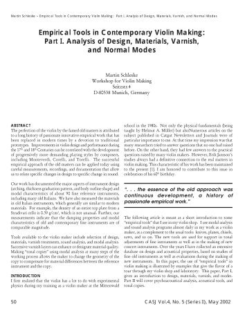 Empirical Tools in Contemporary Violin Making - Martin Schleske