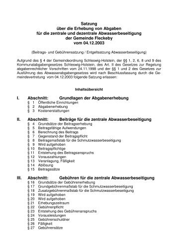 Beitrags- und GebÃƒÂ¼hrensatzung Fleckeby - Schleswiger Stadtwerke