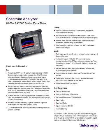 Spectrum Analyzer - H600/SA2600 Series - AFC Ingenieros