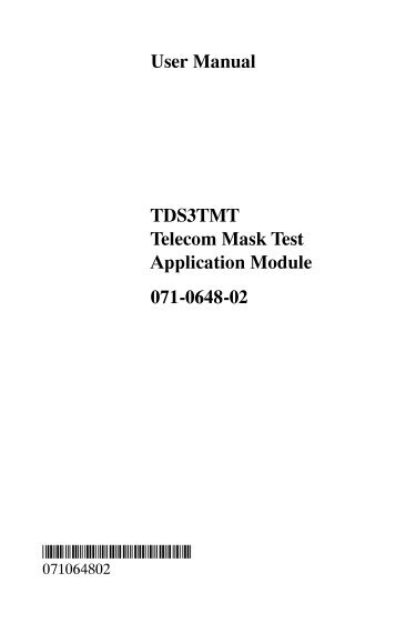 TDS3TMT Telecom Mask Test Application Module User Manual