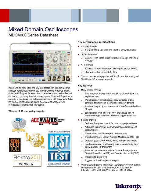MDO4000 Series Mixed Domain Oscilloscopes Datasheet - Tektronix