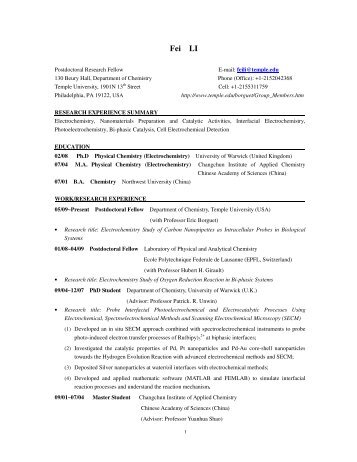 Dr. Li's CV - Temple University