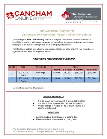 The Canadian Chamber of Commerce in Hong Kong Website Advertising Rates