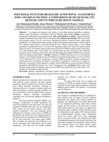 post dural puncture headache after spinal anaesthesia for