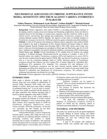 pseudomonas aeruginosa in chronic suppurative otitis media