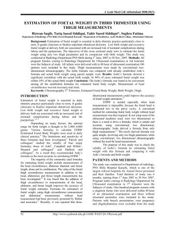 estimation of foetal weight in third trimester using thigh measurements