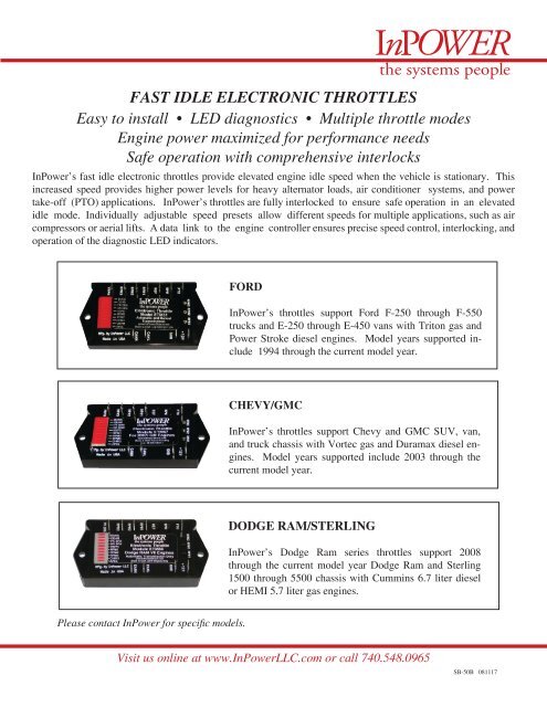 Electronic Throttle Line Card - InPower Direct