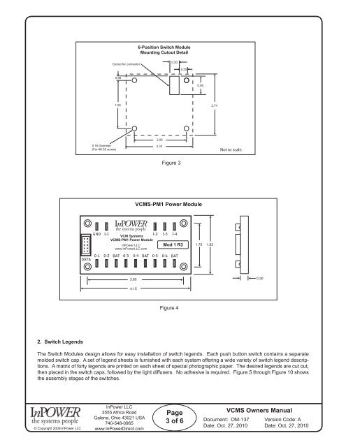 VCMS 6-Switch Panel Systems Owners Manuals ... - InPower Direct