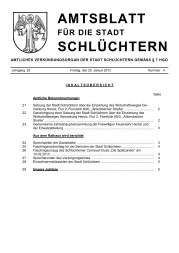 Amtsblatt Nr. 4 vom 25. Januar 2013 - Stadt SchlÃƒÂ¼chtern
