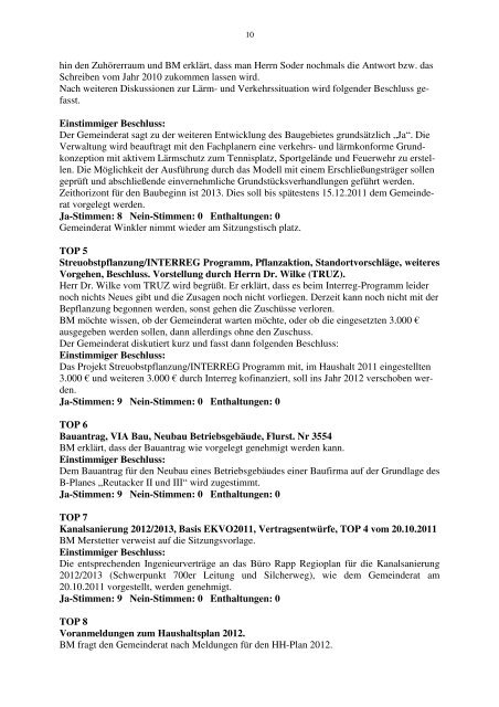 Gemeinderatsbericht Nr. 33, 17.11.2011 - Eimeldingen