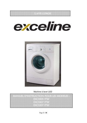 manuel d'instruction pour les modeles : exc1005 itw ... - Electro Depot